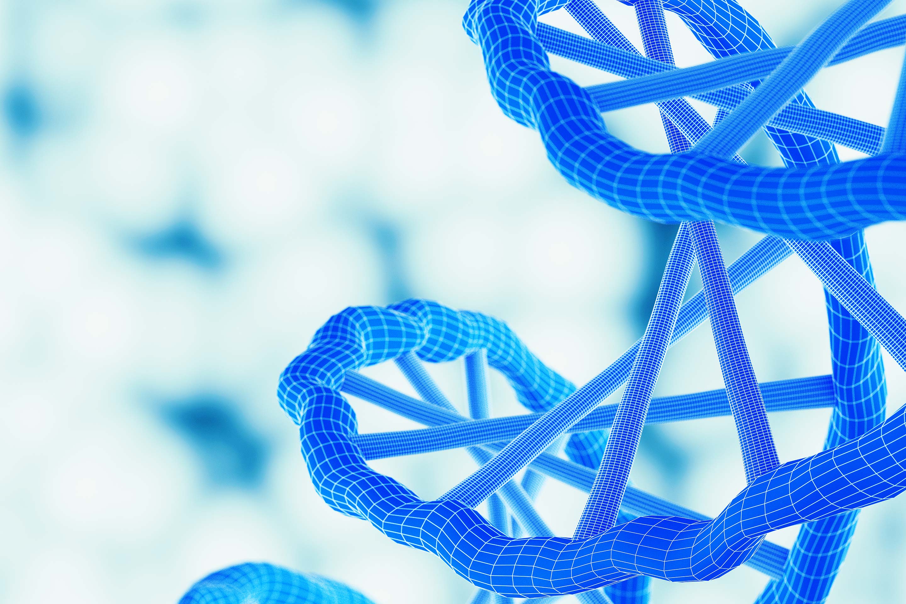 A blue double helix DNA strand representing an ecosystem