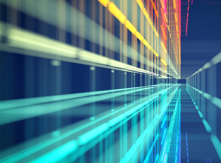 Rows of colorful data and ideas build an ecosystem together