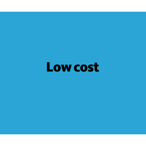 The words Low Cost overlaid on a blue background